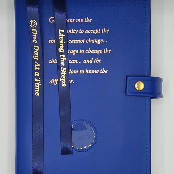 Alcoholic Anonymous Giant Print Double Book Cover w/Coin Holder Blue DDBGP0701 - Picture 1 of 1